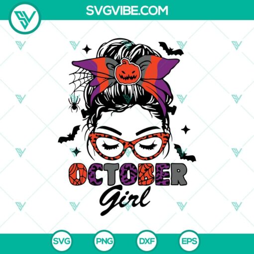 october girl svg halloween girl svg halloween messy bun svg