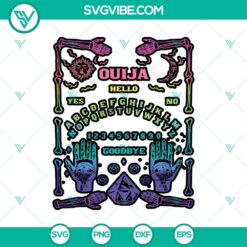 Halloween-themed Ouija board SVG design for spooky game enthusiasts.