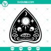 Ouija Planchette SVG with floral and skull Halloween design for crafting projects.