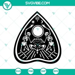 Mysterious Ouija Planchette and Spirit Board SVG design for digital use, perfect for occult or spooky themed projects.