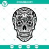 Pattern Skull SVG with Halloween theme, Death's-head design. A spooky and stylish digital graphic for Halloween crafts.