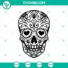 Detailed patterned skull SVG perfect for Halloween and spooky designs, featuring a death's-head design.