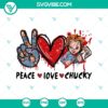 Chucky horror SVG design for Halloween featuring peace and love theme.
