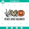 Spooky Halloween themed Peace Love Halloween SVG design, featuring scary elements. Perfect for Halloween crafting projects.