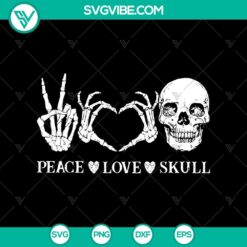 Peace Love Skull SVG, Halloween SVG, Scary SVG