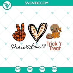 Peace Love Trick or Treat SVG, Horror SVG, Halloween SVG, Halloween Scary SVG