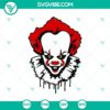 Spooky Penniwise face SVG for Halloween, horror, and scary themes.
