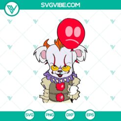 Cute Chibi Pennywise horror character SVG for Halloween movies fans.