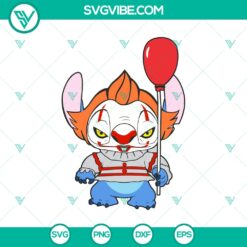 Halloween, Stitch SVG, SVG Files, Pennywise IT x Stitch SVG, Horror Stitch SVG, 3