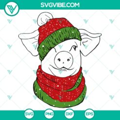 Pig In Winter Hat and Scarf SVG DXF EPS PNG Files