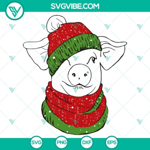 pig in winter hat and scarf svg dxf eps png files