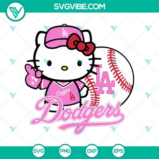 pink hello kitty los angeles dodgers svg png