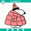 Pink Puffer Jacket Snoopy SVG DXF EPS PNG Files. Cute and playful Snoopy character design on a pink jacket. Ideal for digital crafting projects.