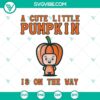 Pregnancy announcement Halloween themed SVG featuring cute pumpkin women, horror, scary elements. Perfect for spooky announcements.