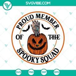 Spooky Squad SVG with Pumpkin Jack-o'-lantern design, perfect for Halloween crafts and decorations.
