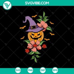 Pumpkin Floral Halloween Witch Hat SVG, Halloween SVG, Trick or Treat SVG, Halloween Mom SVG