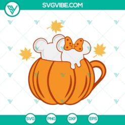 Pumpkin Spice Mouse Heads SVG perfect for Disney Halloween crafts, featuring pumpkins and mouse heads. Great for fall projects.