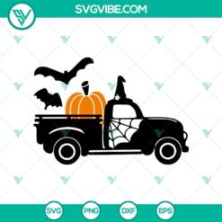 Pumpkin Truck Halloween SVG with horror and scary Halloween theme, perfect for spooky holiday crafting projects.