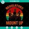 Regulatores Mount Up, Sanderson Sister, Retro Halloween SVG design with witches flying on broomsticks, perfect for Halloween crafting.