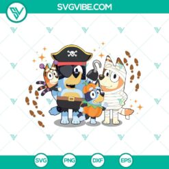 Cartoon, Halloween, SVG Files, Retro Bluey And Friend Halloween SVG DXF EPS PNG 3