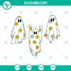 Retro ghost smiley face SVG illustration, funny Halloween design with a whimsical and spooky theme.