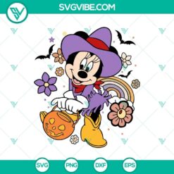 Retro Minnie Mouse Halloween SVG DXF EPS PNG Cut Files, Halloween SVG File, Halloween Cricut &amp; Silhouette Designs