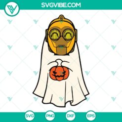 Retro Star Wars C3PO Ghost SVG, ideal for Droid Halloween projects. Cut files for crafting.