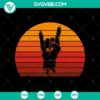 Retro zombie rock hand silhouette, Halloween themed SVG design with sunset colors. Great for spooky Halloween crafts.