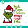 Rock Paper Scissors Throat Punch I Win SVG with Christmas and Santa Claus theme - Merry Christmas SVG design.