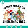 Rockin' Around The Christmas Tree SVG DXF EPS PNG Files for holiday crafts, featuring festive tree design with multiple file formats.