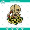 Sam Trick Or Treat Sunflower and Horror Halloween SVG design with spooky elements perfect for holiday crafting.