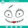 Spooky Sally face SVG featuring elements inspired by Nightmare Before Christmas, perfect for Halloween designs.