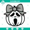 Scream ghost face pumpkin bow SVG for horror Halloween ghost cut files - spooky and fun design perfect for Halloween crafting.