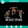 Skeletons skateboarding in a spooky Halloween-themed SVG design for October 31. Great for a scary and fun Halloween project.