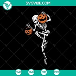 Spooky Skeleton and Jack-o'-lantern SVG for Halloween decor.