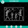 Funny Halloween SVG of skeleton dancing at night, perfect for spooky crafting projects.