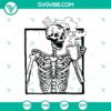 Skeleton drinking coffee Halloween SVG design for digital products.