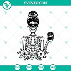 Skeleton Drinking Coffee Lover Funny Hall SVG, Horror SVG, Halloween SVG, Scary SVG