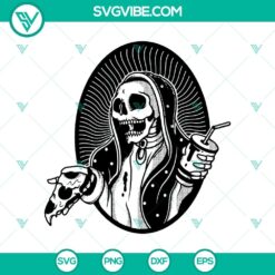 Skeleton eat pizza, drink, horror nuns, Halloween SVG design set for spooky digital projects. Perfect for Halloween-themed creations.