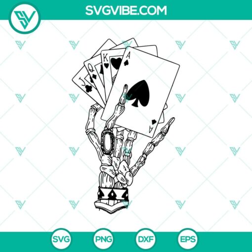 skeleton hand with cards svg skeleton svg poker svg