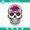 Skull roses flowers SVG design for Halloween, skull themed digital graphic.