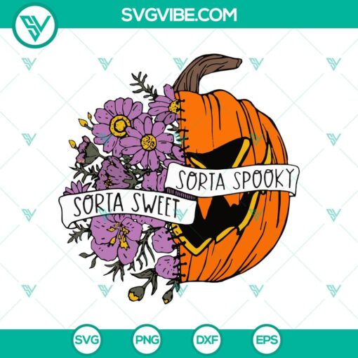 sorta sweet sorta spooky svg floaral pumpkin svg sorta halloween svg