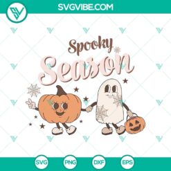 Spooky Season SVG featuring a ghost and pumpkin perfect for Halloween crafts and decorations.
