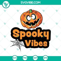 Spooky vibes pumpkin face Halloween SVG with horror, scary design perfect for Halloween decorations.