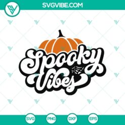 Spooky Vibes Pumpkin SVG, Halloween SVG, Pumpkin Scary SVG, Horror SVG