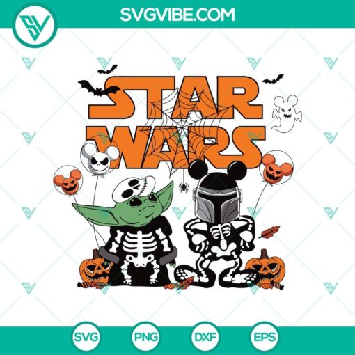 star wars halloween svg baby yoda and darth vader skeleton costume svg spooky halloween svg