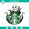 Starbucks Cold Cup SVG featuring Jack Skellington for Halloween, spooky Disney-themed design perfect for crafts and decorations.