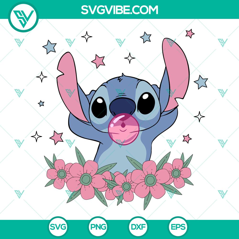 Stitch Bubble and Flowers SVG | Cute Disney Stitch Cut Files Stitch Bubble and Flowers SVG | Cute Disney Stitch Cut Files