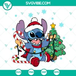 Stitch Candy Cane Christmas SVG | Cute Holiday Disney Cut Files