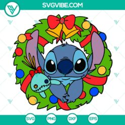 Stitch Christmas Wreath SVG, Christmas SVG, Disney Christmas SVG, Santa Claus SVG